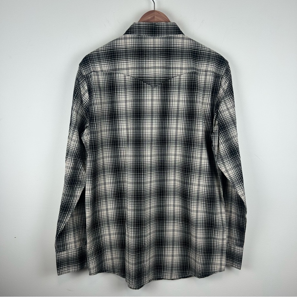 Wrangler Black & White Plaid Western Pearl Snap Shirt Men’s M Rodeo Cowboy Ranch - Picture 7 of 12